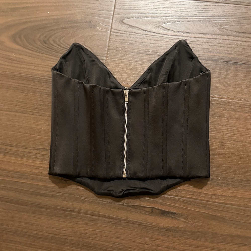 Oh Polly Only You Satin Bustier Corset Crop Top in black - Picture 3 of 4